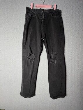 We The Free Black Distressed Straight Jeans